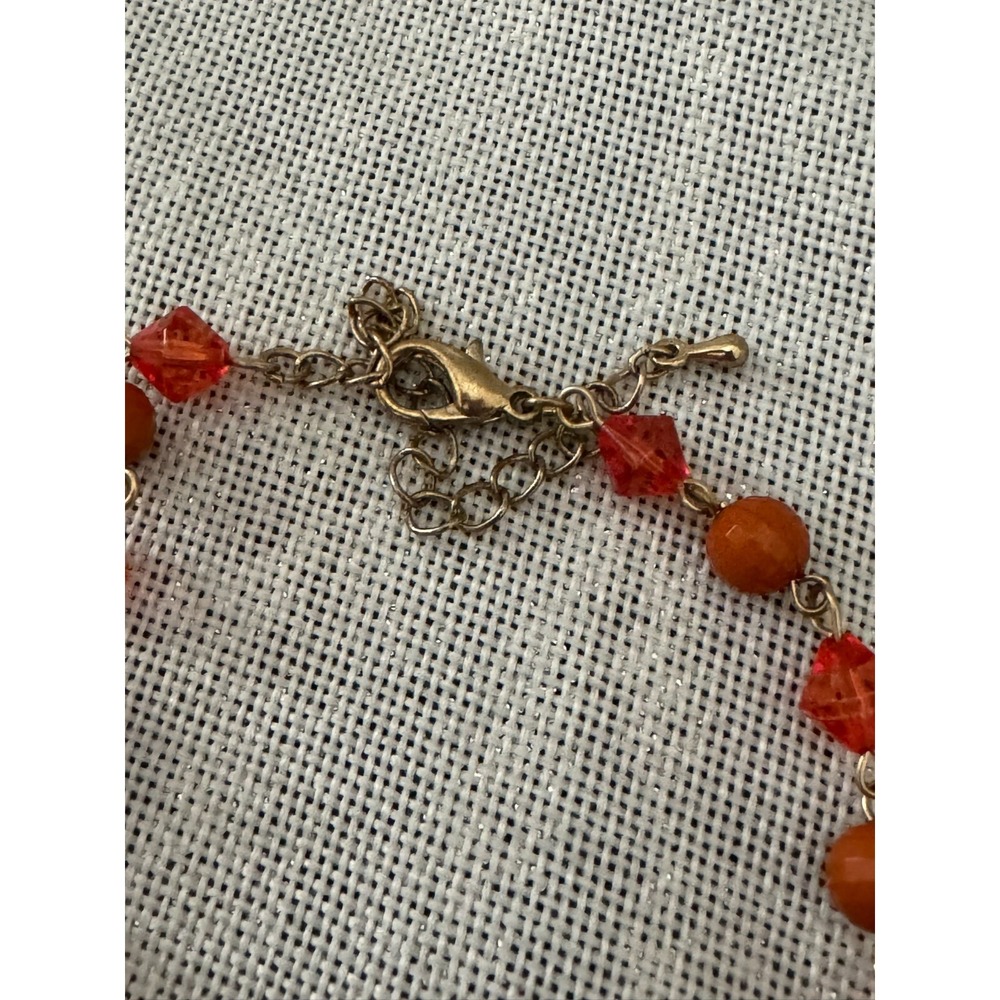 Brown & Orange Tone Beaded Layered Women Necklace - Picture 5 of 9